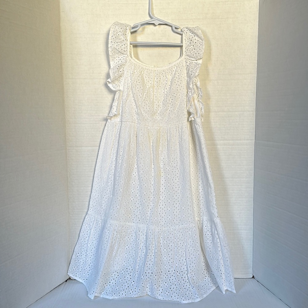 Copper Key Girls White Eyelet Summer Dress Size L (14)